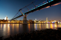 St Pauls and the Millenium Bridge with Olympic lighting